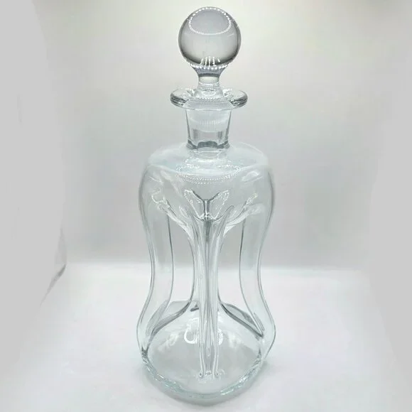 VTG Holmegaard Kluk Alcohol Decanter Danish Stopper Pinch Art Glass Blue Tint - Picture 2 of 15